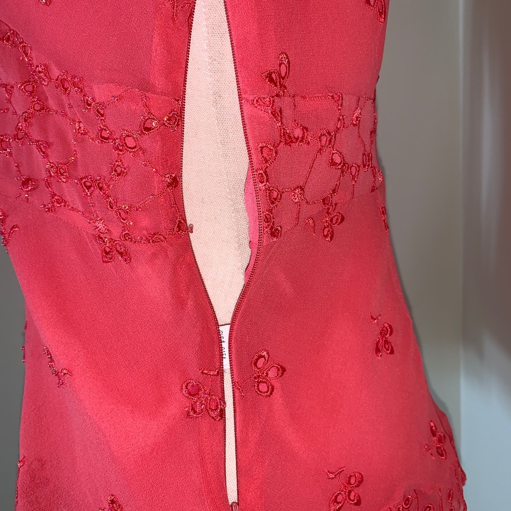 ICE 100% Silk Coral Beaded Embroidered Blouse - Picture 5 of 11
